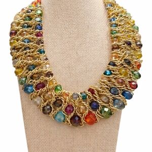 Crystal Bib Statement NecklaceGold-Tone.